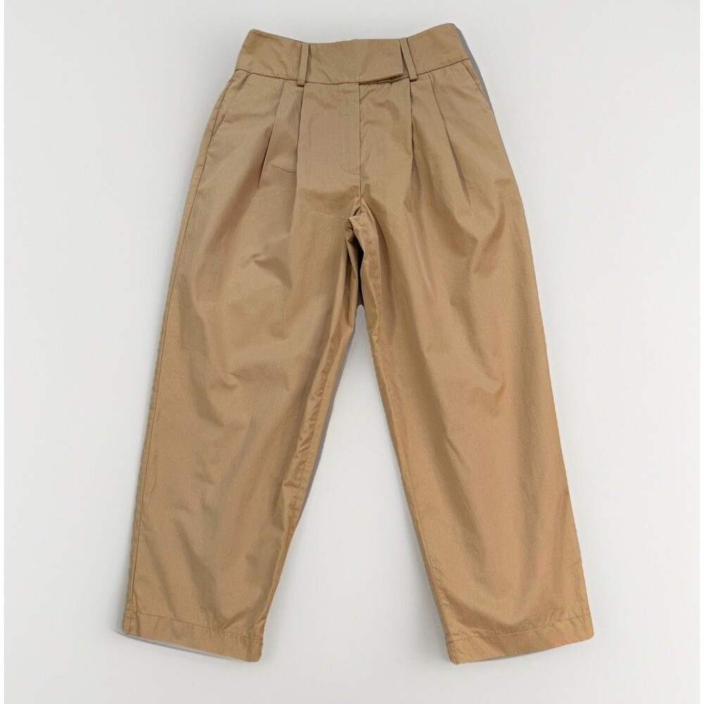 Anthropologie Exquise Barrel Leg Chino Pant SIZE XS Petite Tan High Rise Pleated